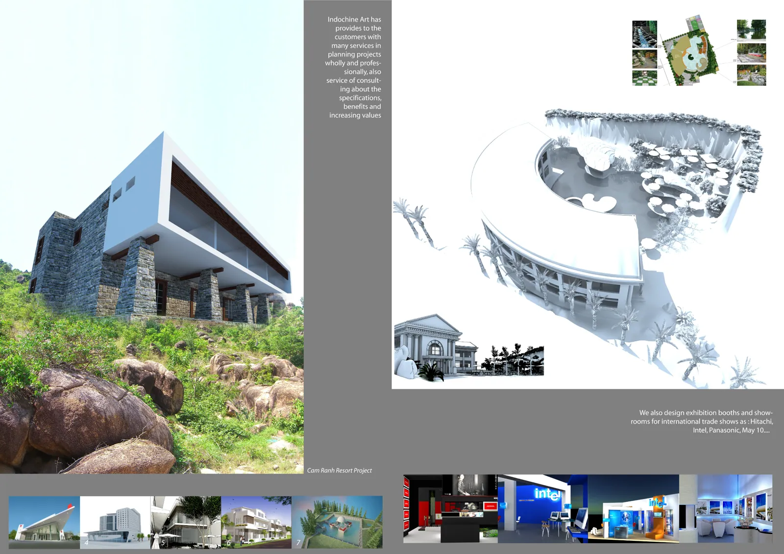 Kiến trúc — Cam Ranh Resort và gian hàng triển lãm Intel, Panasonic, Hitachi